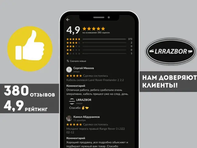 Молдинг стекла левого заднего Evoque 2011-2018